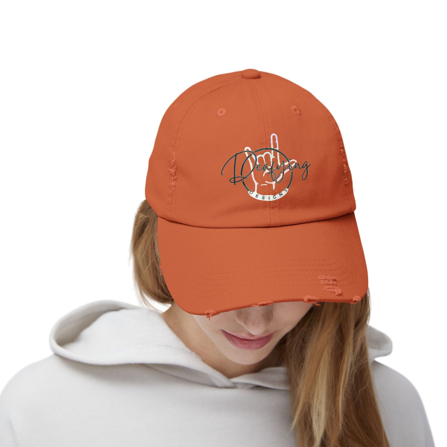 Deafying Designs Unisex Distressed Baseball Hat