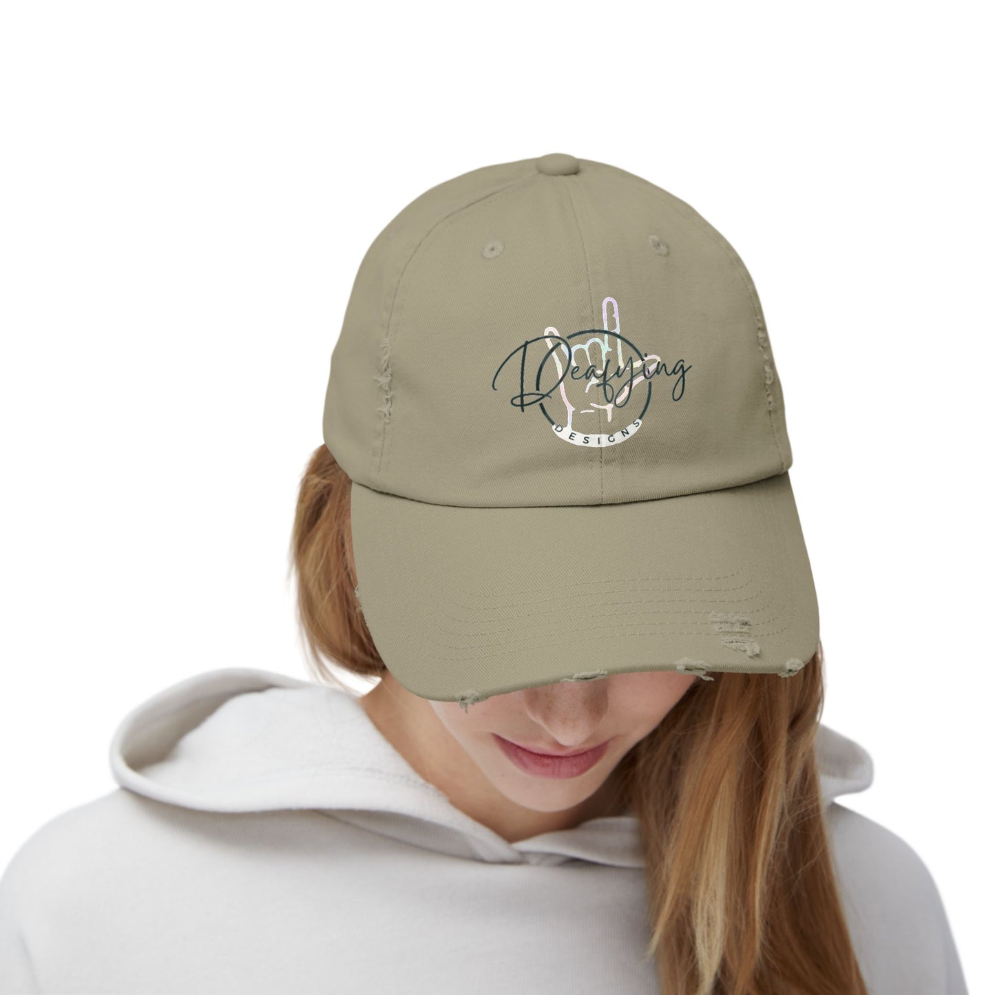 Deafying Designs Unisex Distressed Baseball Hat