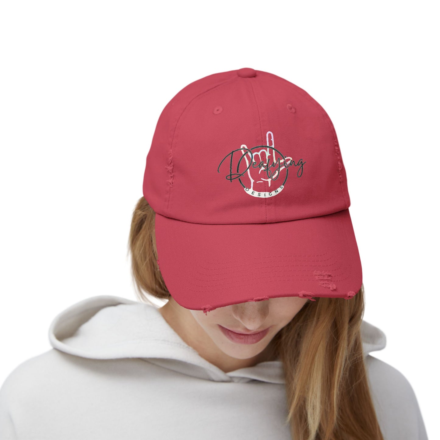 Deafying Designs Unisex Distressed Baseball Hat