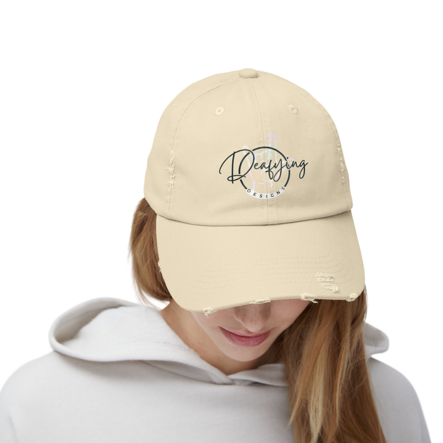 Deafying Designs Unisex Distressed Baseball Hat