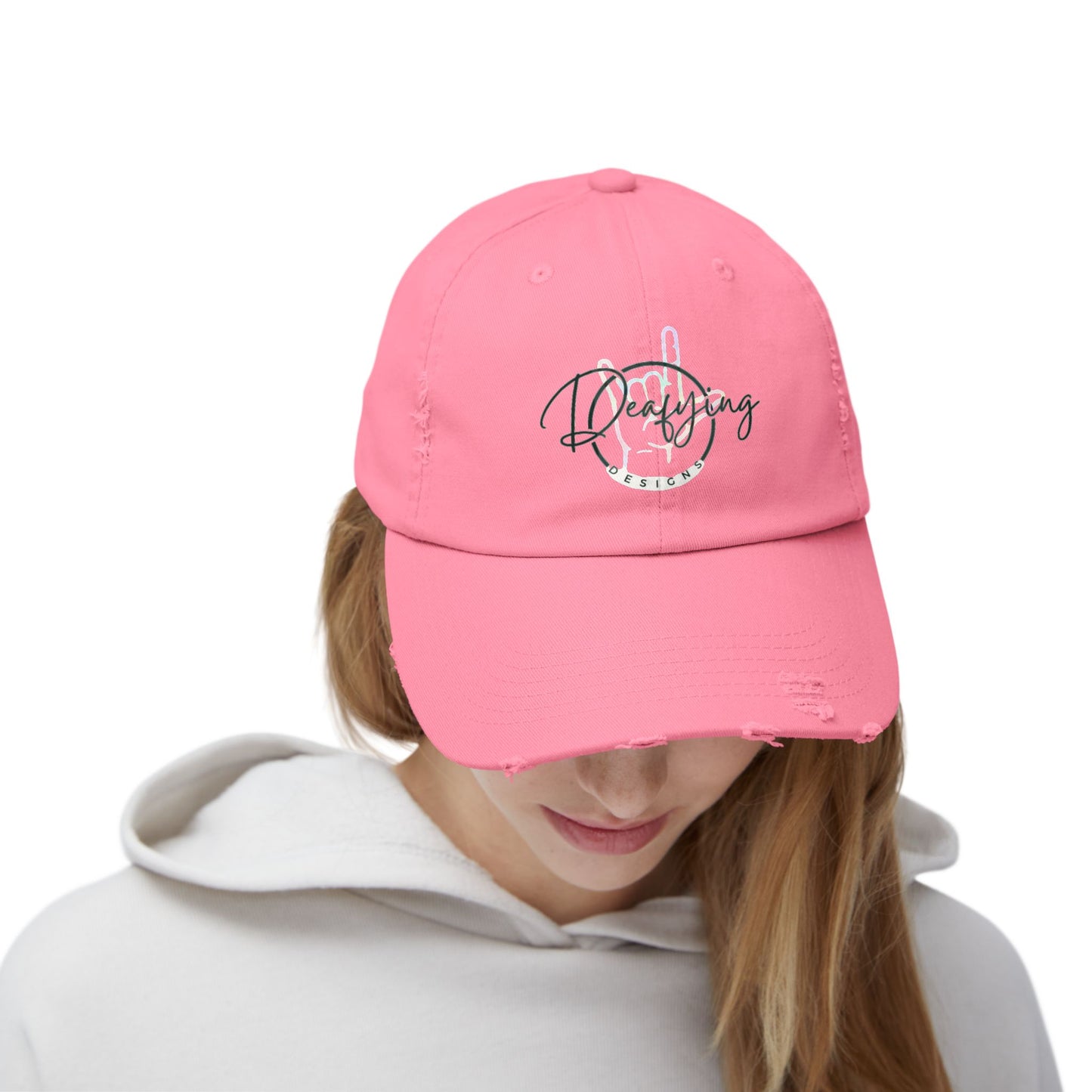 Deafying Designs Unisex Distressed Baseball Hat