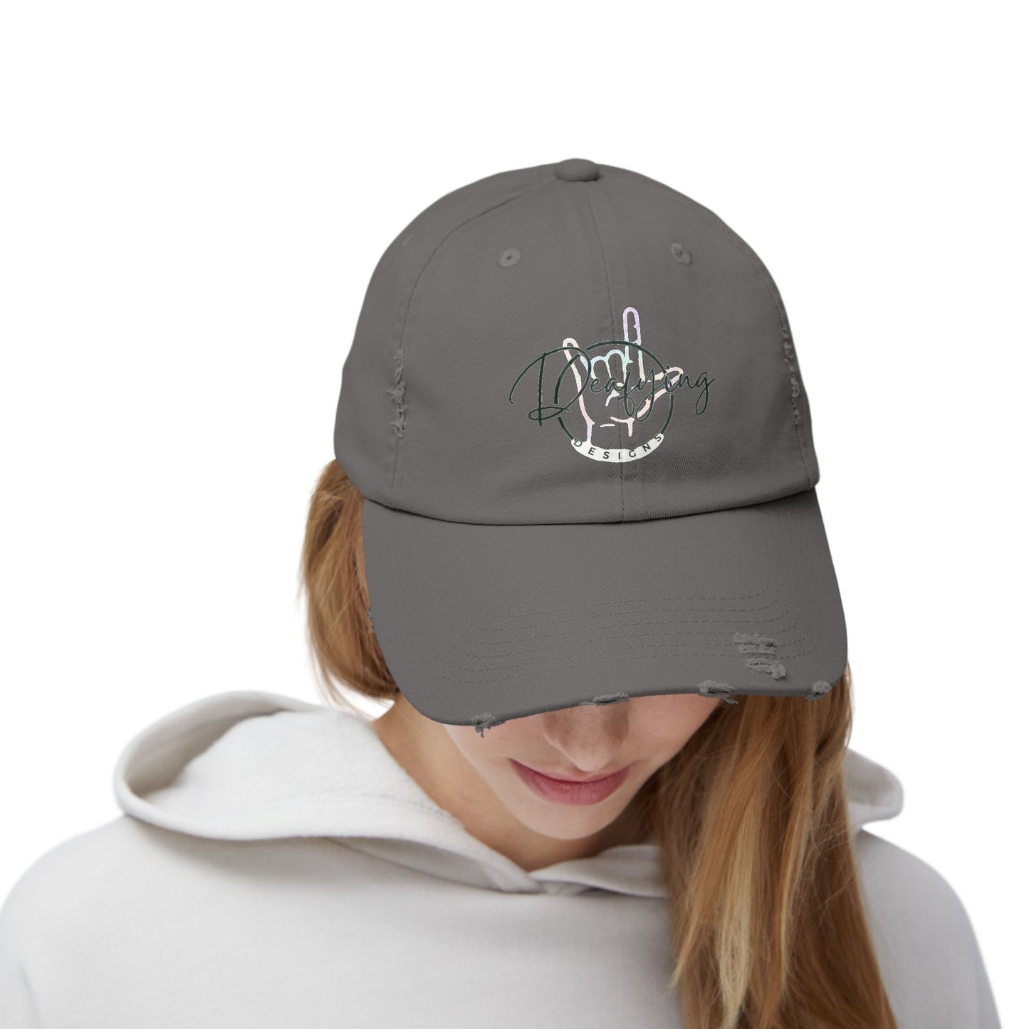 Deafying Designs Unisex Distressed Baseball Hat